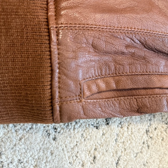 Black Rivet S EUC barely worn Women's Tan Leather Jacket high collar fall trend - Picture 13 of 15